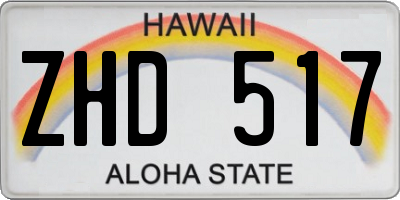 HI license plate ZHD517