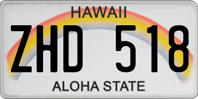 HI license plate ZHD518