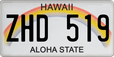 HI license plate ZHD519