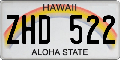 HI license plate ZHD522