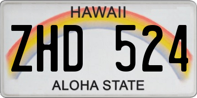 HI license plate ZHD524