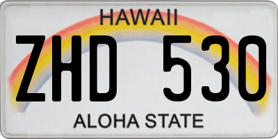 HI license plate ZHD530