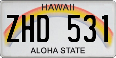 HI license plate ZHD531