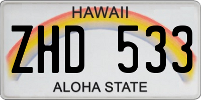 HI license plate ZHD533