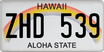 HI license plate ZHD539