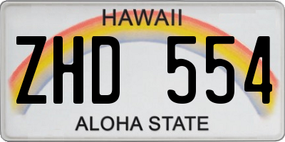 HI license plate ZHD554
