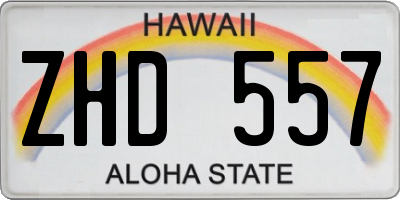 HI license plate ZHD557
