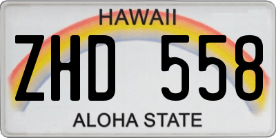 HI license plate ZHD558