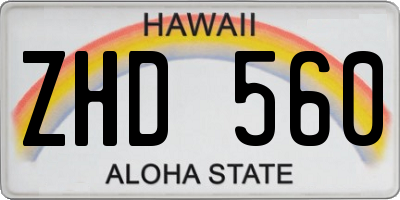 HI license plate ZHD560