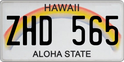HI license plate ZHD565