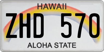 HI license plate ZHD570