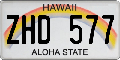 HI license plate ZHD577