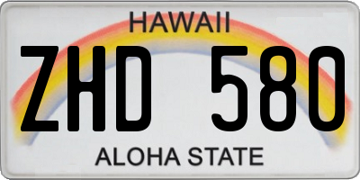 HI license plate ZHD580