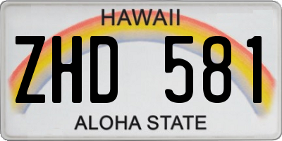 HI license plate ZHD581