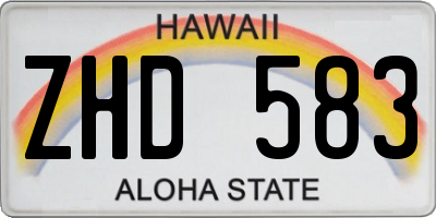 HI license plate ZHD583