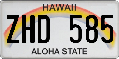 HI license plate ZHD585