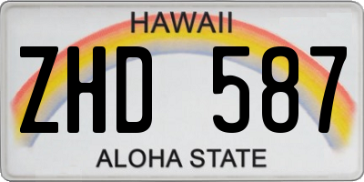 HI license plate ZHD587