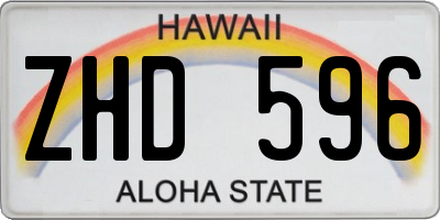 HI license plate ZHD596