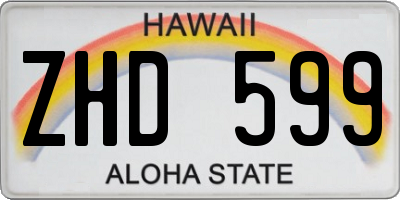 HI license plate ZHD599