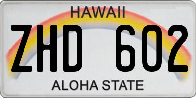 HI license plate ZHD602