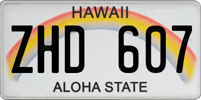 HI license plate ZHD607
