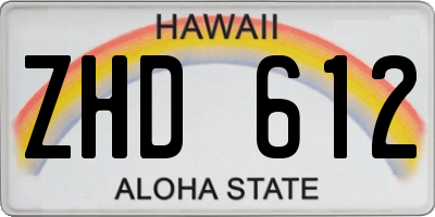 HI license plate ZHD612