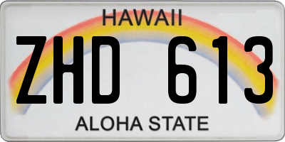 HI license plate ZHD613