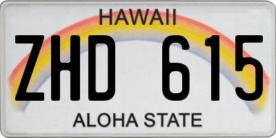 HI license plate ZHD615