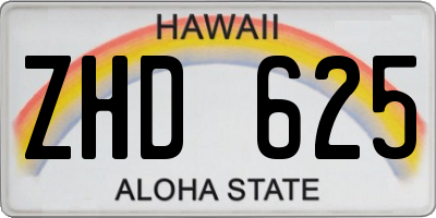HI license plate ZHD625