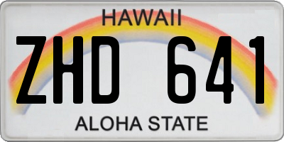 HI license plate ZHD641