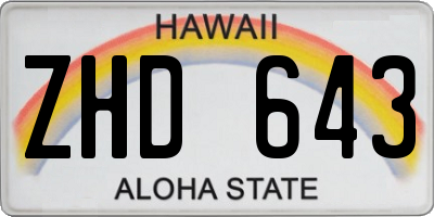 HI license plate ZHD643