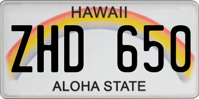 HI license plate ZHD650