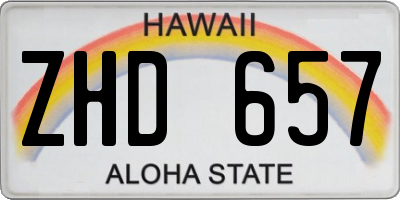 HI license plate ZHD657