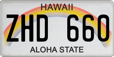 HI license plate ZHD660