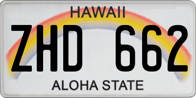 HI license plate ZHD662