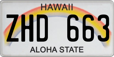 HI license plate ZHD663