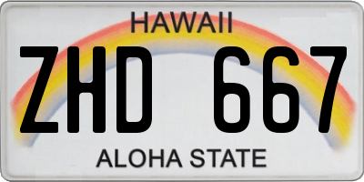 HI license plate ZHD667
