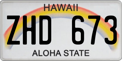 HI license plate ZHD673