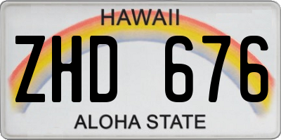 HI license plate ZHD676