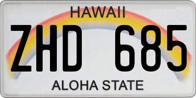 HI license plate ZHD685