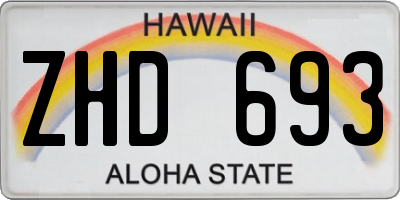 HI license plate ZHD693