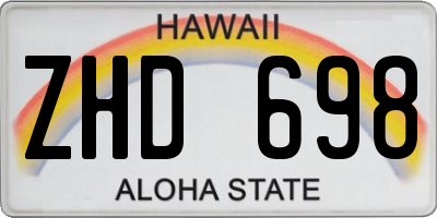 HI license plate ZHD698