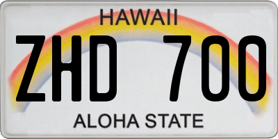 HI license plate ZHD700
