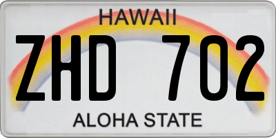 HI license plate ZHD702