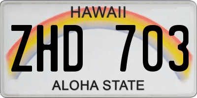 HI license plate ZHD703