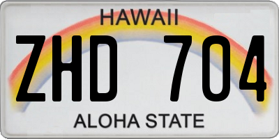 HI license plate ZHD704