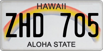 HI license plate ZHD705