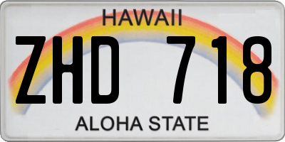 HI license plate ZHD718