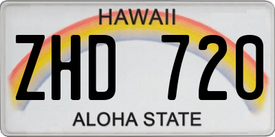 HI license plate ZHD720