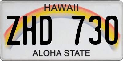 HI license plate ZHD730